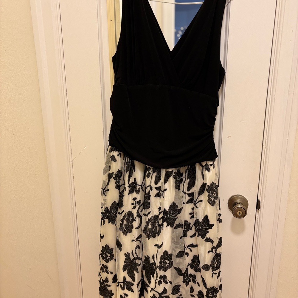 Elegant Black and White Floral Dress